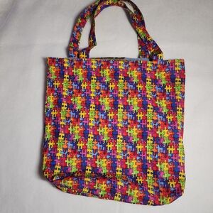 Red and Yellow Floral Tote Bag with Retro Charm